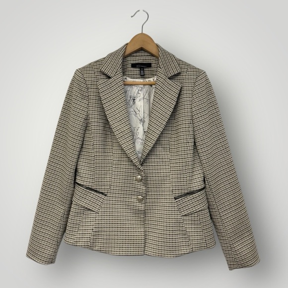 WHBM Blazer Pants Suit Sz 12 Houndstooth Print - Picture 2 of 16